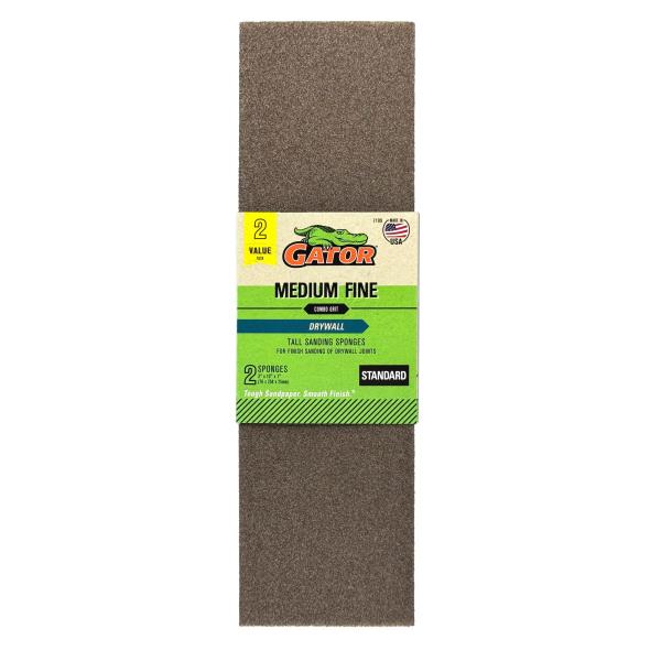 Lot # 83 Gator 7109 Multi-Grade Pack Medium Fine Grit Tall Sanding Sponge, 3 x 10 Inch, 2 Sponges