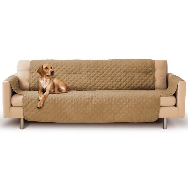 Lot # 1602 Precious Tails Quilted Sofa Protective Cover, Brown