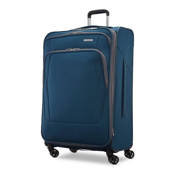 Lot # 1612 American Tourister Burst Max Quatro Softside Spinner Luggage, Deep Blue