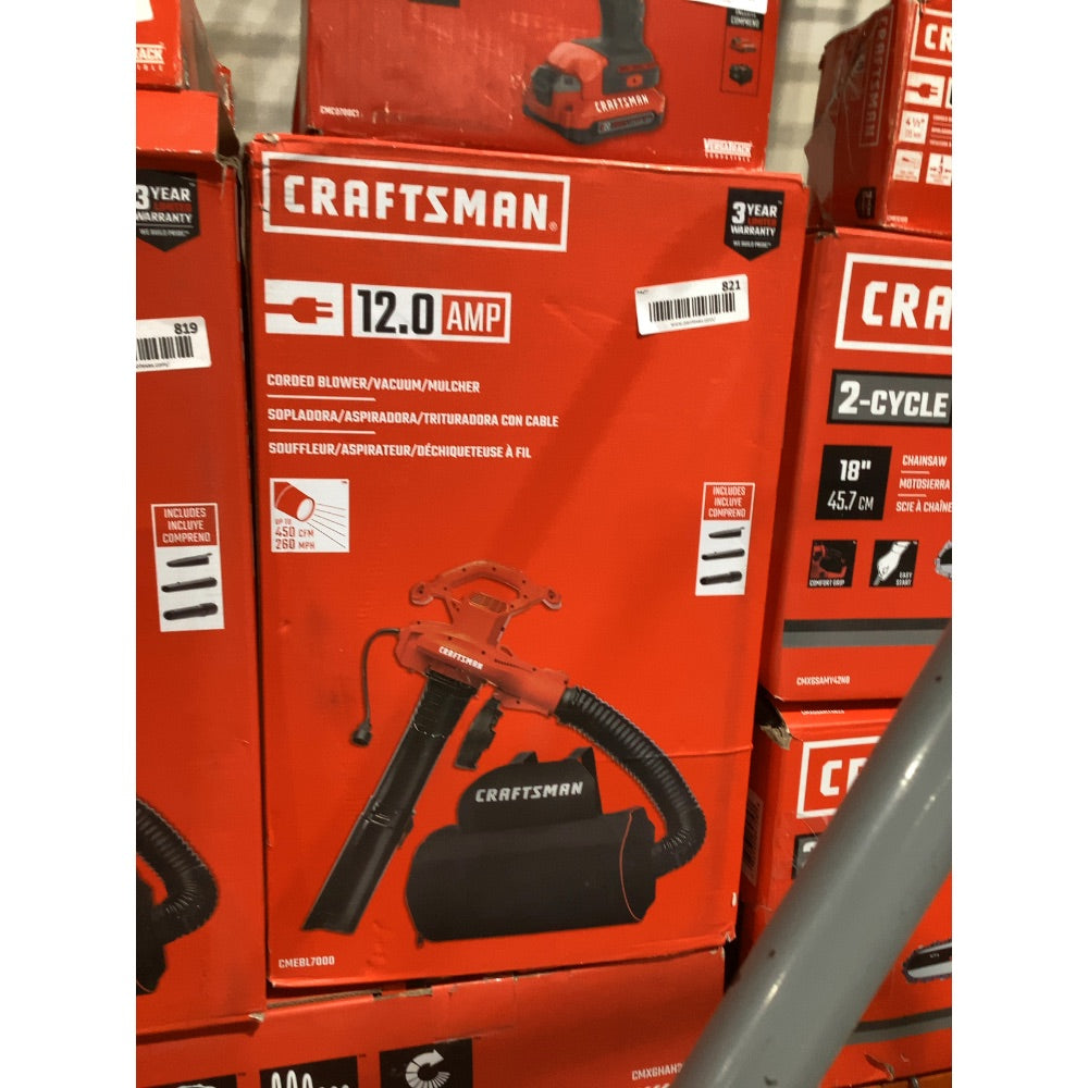 Lot # 821 Craftsman Corded BlowerVacuumMulcher $79