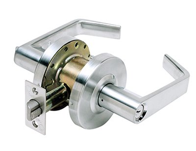 Lot # 1358 Tell Cortland Keyed Door Lever Satin Chrome $72.50