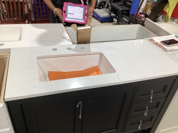 Lot # 2132 Moen Darcy Bathroom Wood Vanity in Shale Grey$1350