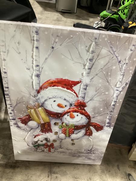 Lot # 2132 Winter Snowman Family LED Light-Up Wall Art $25