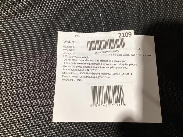 Lot # 2109 Modern Black/Dark Grey Sling Fabric Bar Stool $60
