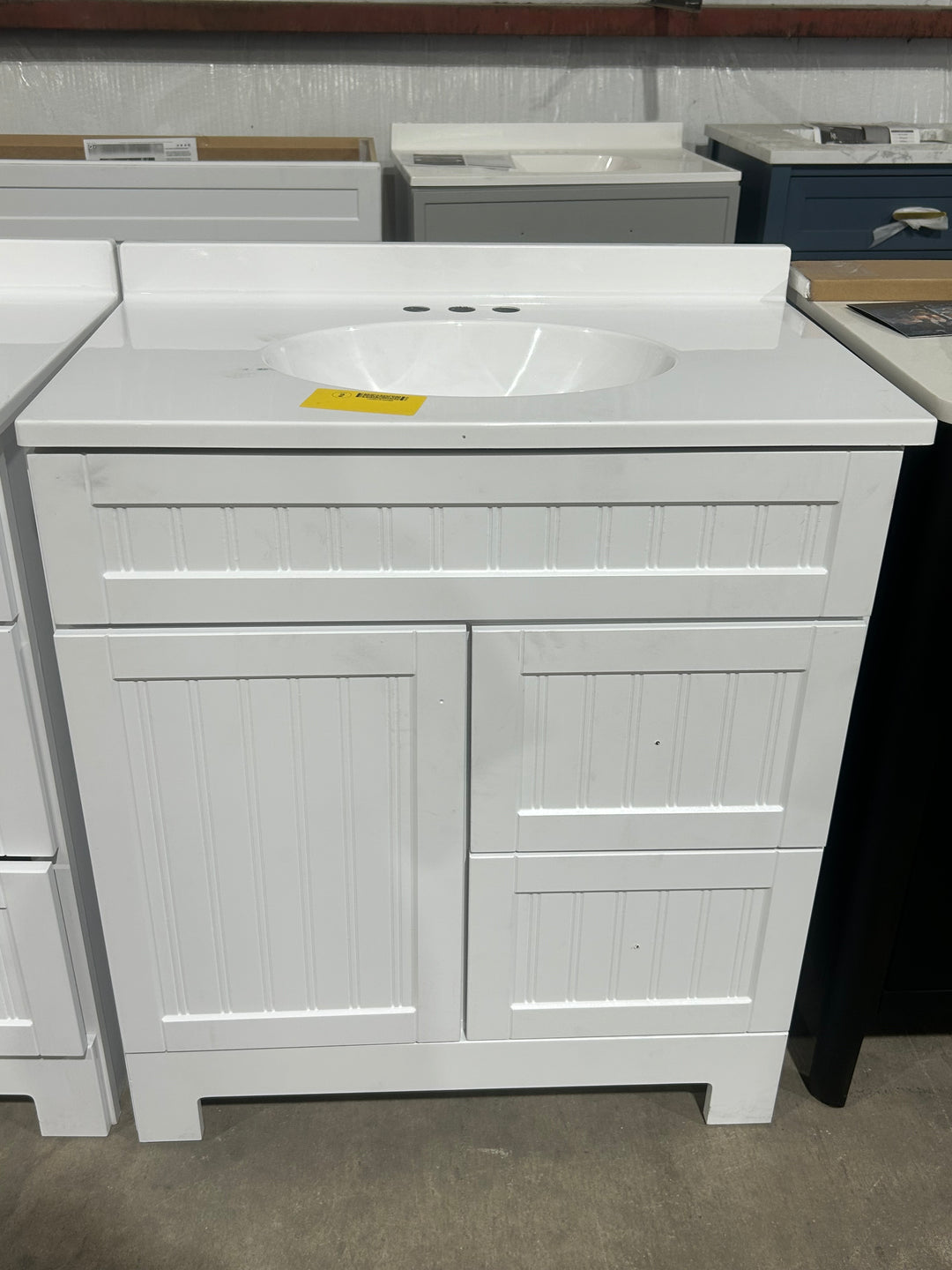 Style Selections Ellenbee 30-in White Single sink Bathroom Vanity with White Cultured marble Top (damaged)