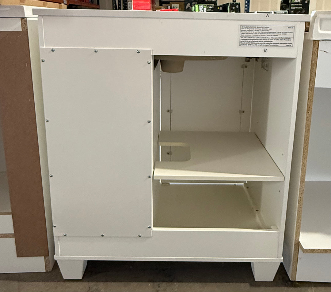 allen roth Rigsby 30-in White Undermount Single Sink Bathroom Vanity with White Engineered Marble Top (damaged)