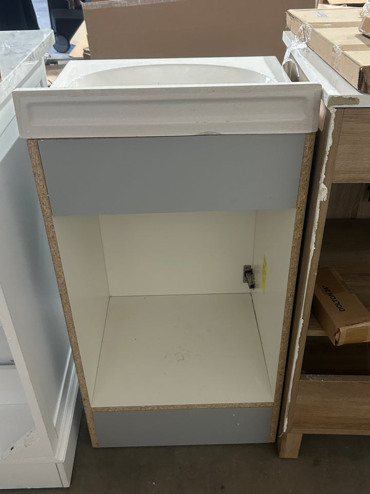 Project Source Dover 18-in Light Gray Single Sink Bathroom Vanity with White Cultured Marble Top (Open Box)