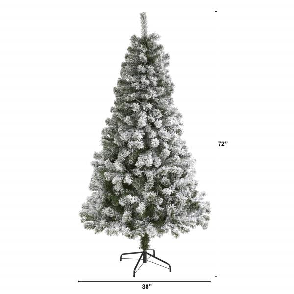 Lot # 1606 Nearly Natural 6ft. Flocked West Virginia Fir Artificial Christmas Tree
