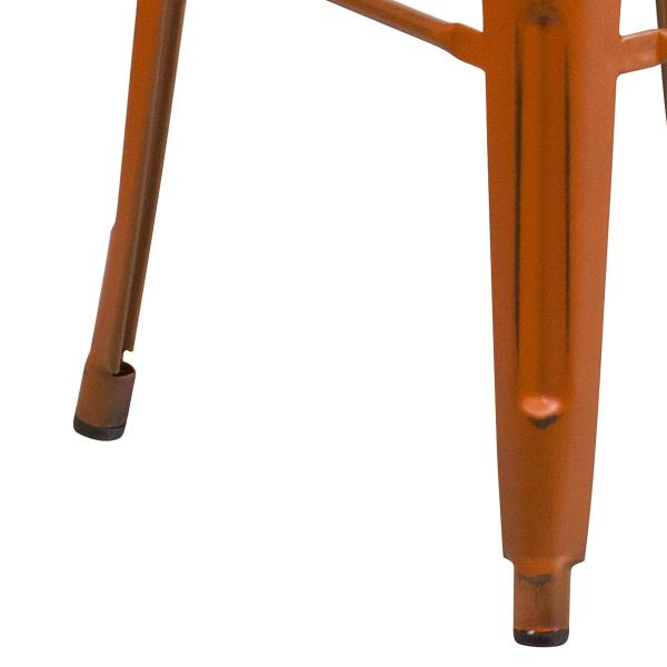 Lot # 2262 Flash Furniture Kai Commercial Grade 30" High Backless Distressed Orange Metal Indoor-Outdoor Barstool