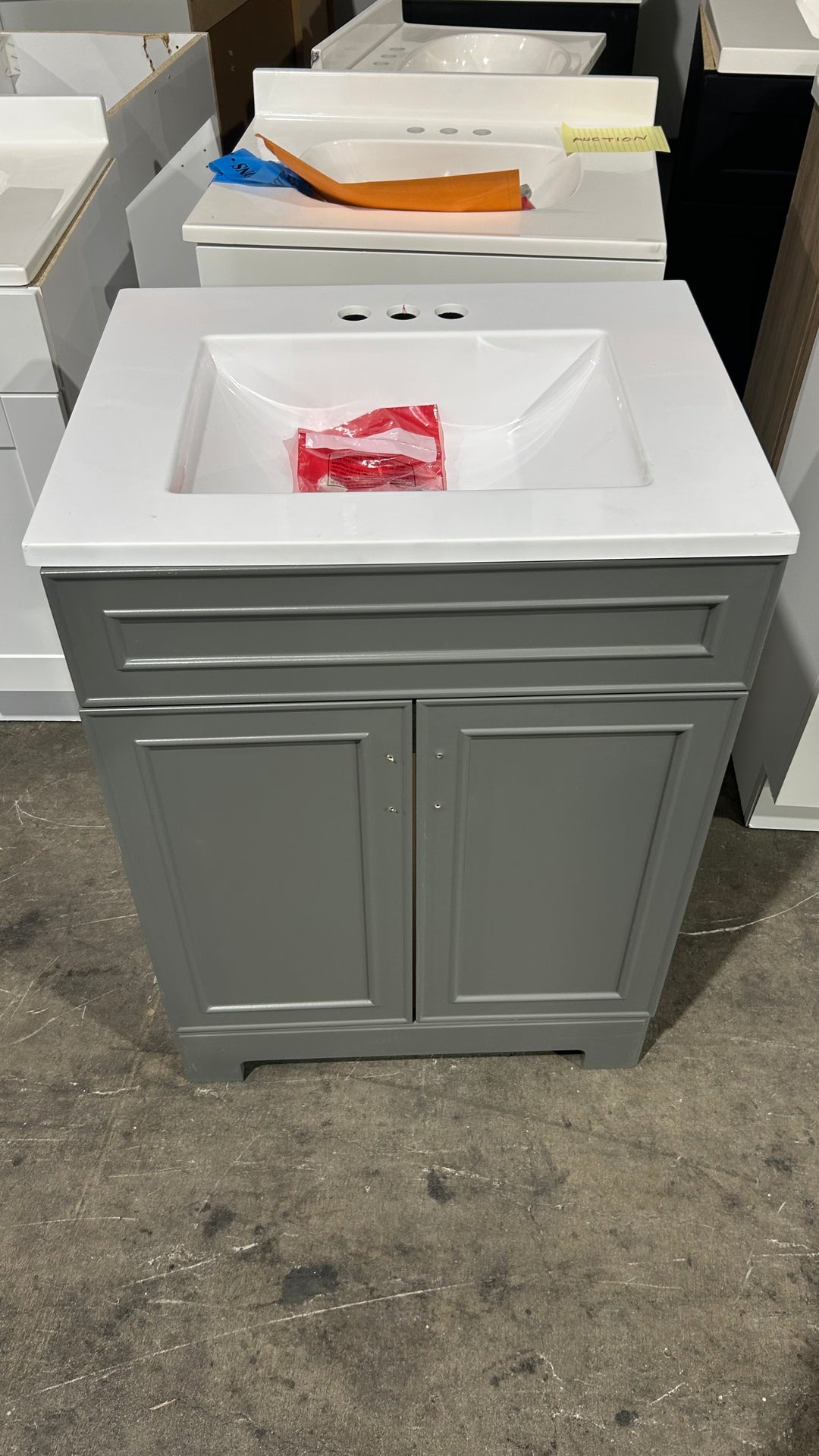 Style Selections Esterbrook 24-in Dark Gray Single Sink Bathroom Vanity with White Cultured Marble Top (Open Box)