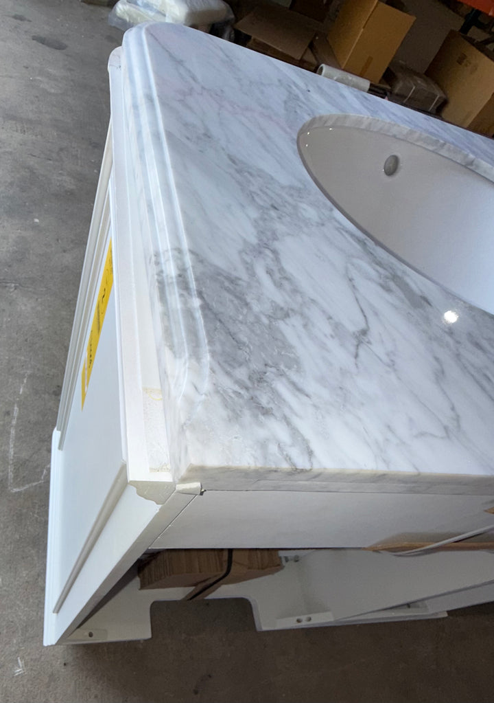 allen + roth Wrightsville 48-in Muse Gray Undermount Single Sink Bathroom Vanity with Natural Carrara Natural Marble Top (Damaged)