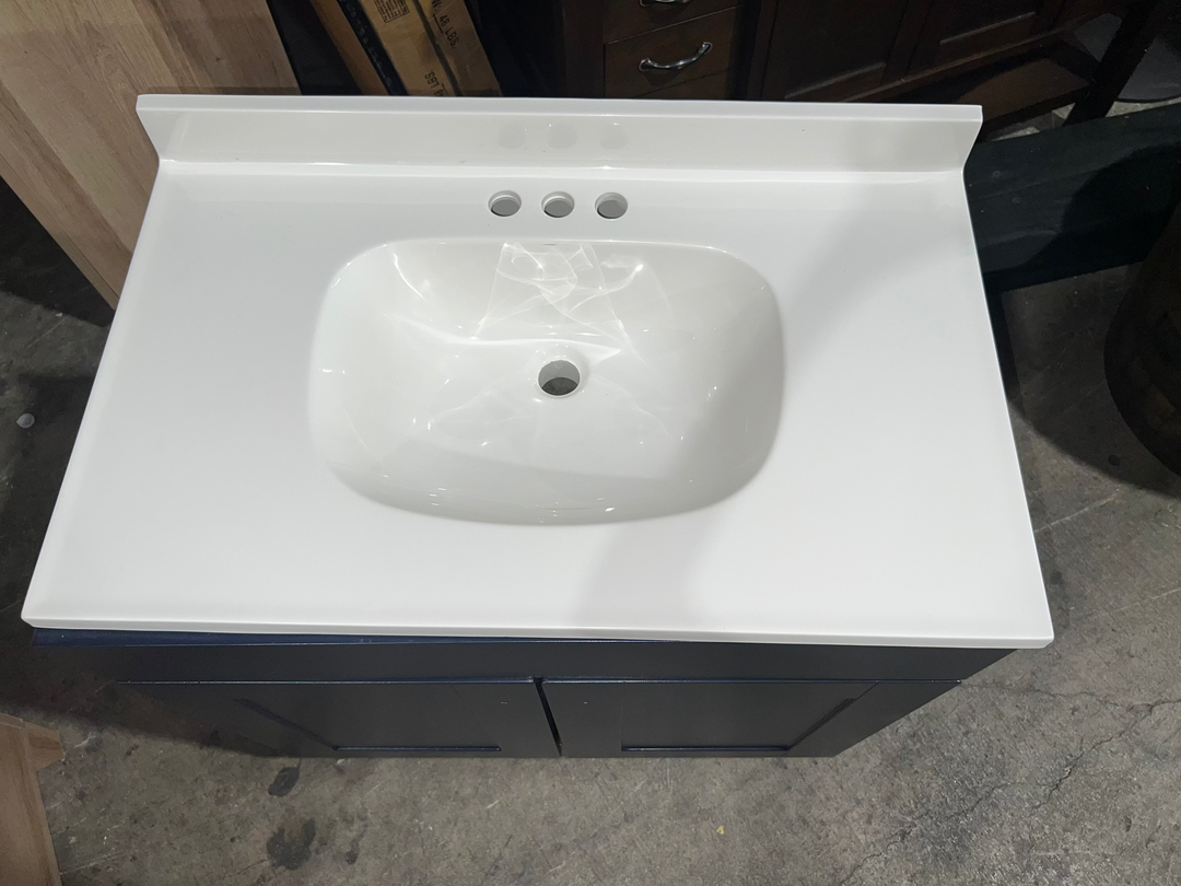 Project Source Dover 30-in Navy Blue Single Sink Bathroom Vanity with White Top (DONT LIST) (MP ONLY) (Copy)
