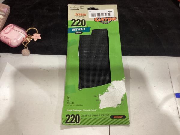 Lot # 789 Gator 7103 Precut Drywall Sanding Screen Very Fine 220-Grit Sheet Sandpaper, 4.25 x 11.25 Inch, 5 Sheets