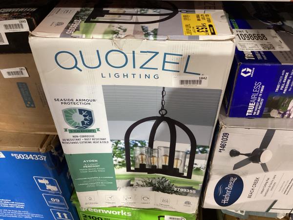 Lot # 1842 QQuoizel Ayden Geometric Outdoor Pendant Light$220