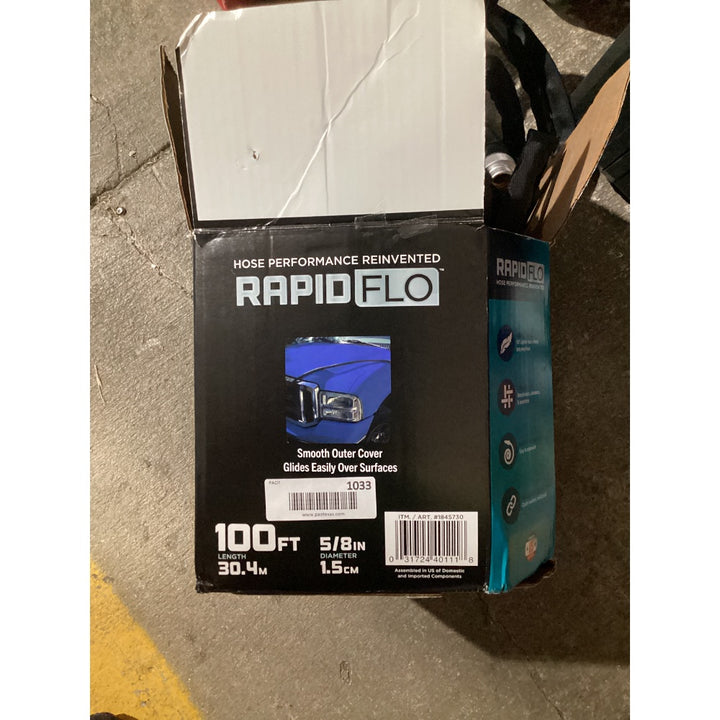 Lot # 1033 RAPIDFLO 100FT Black Garden Hose Model 1845730 $45