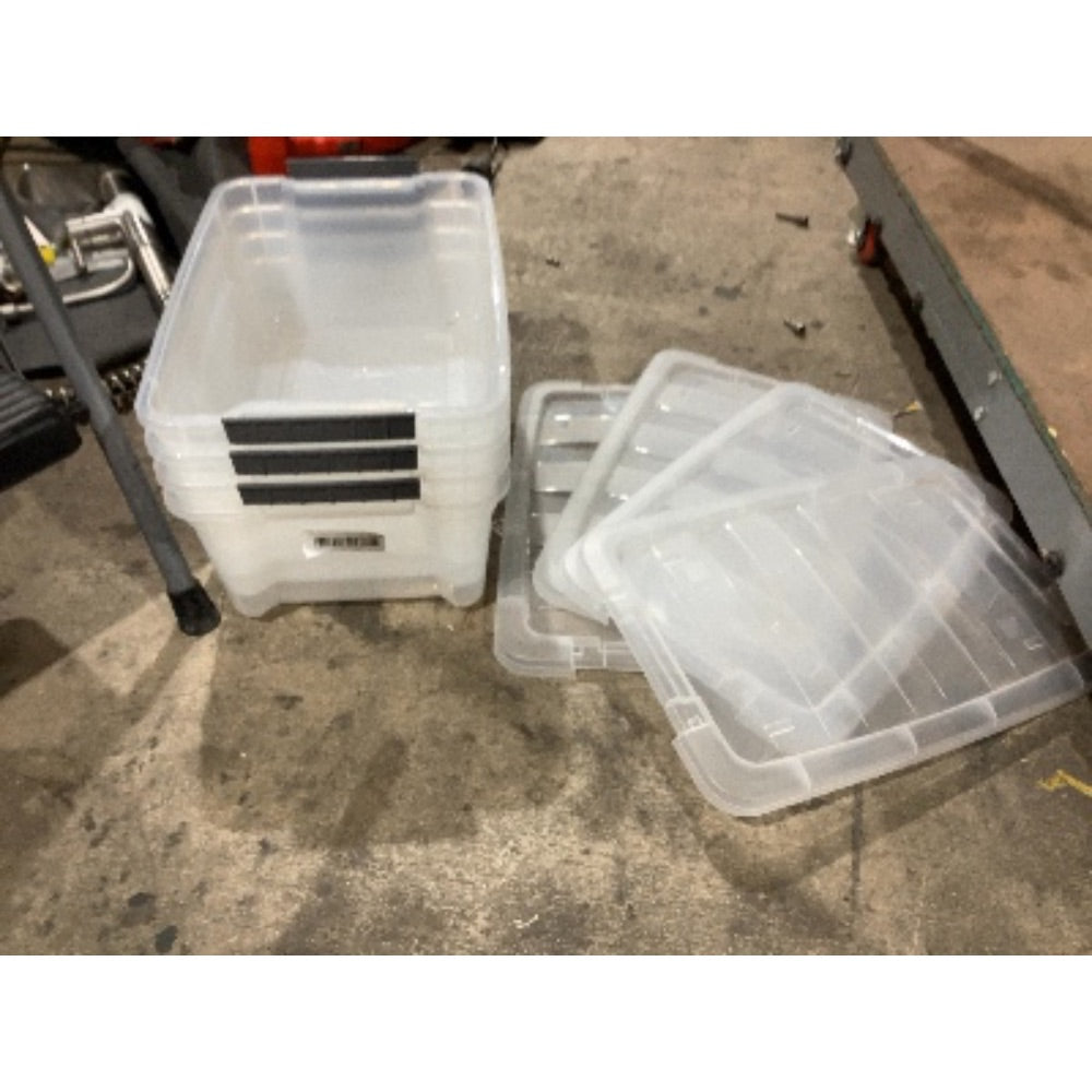 Lot # 476 Clear 4-Pack Storage Bins 12.9-Qt - $30.00
