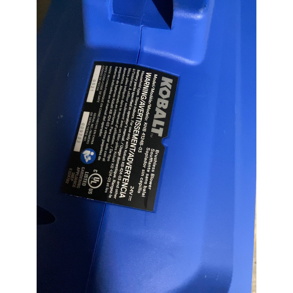 Lot # 969 Kobalt 24-Volt Max Lithium Ion 410-CFM Brushless Cordless Electric Leaf Blower $177