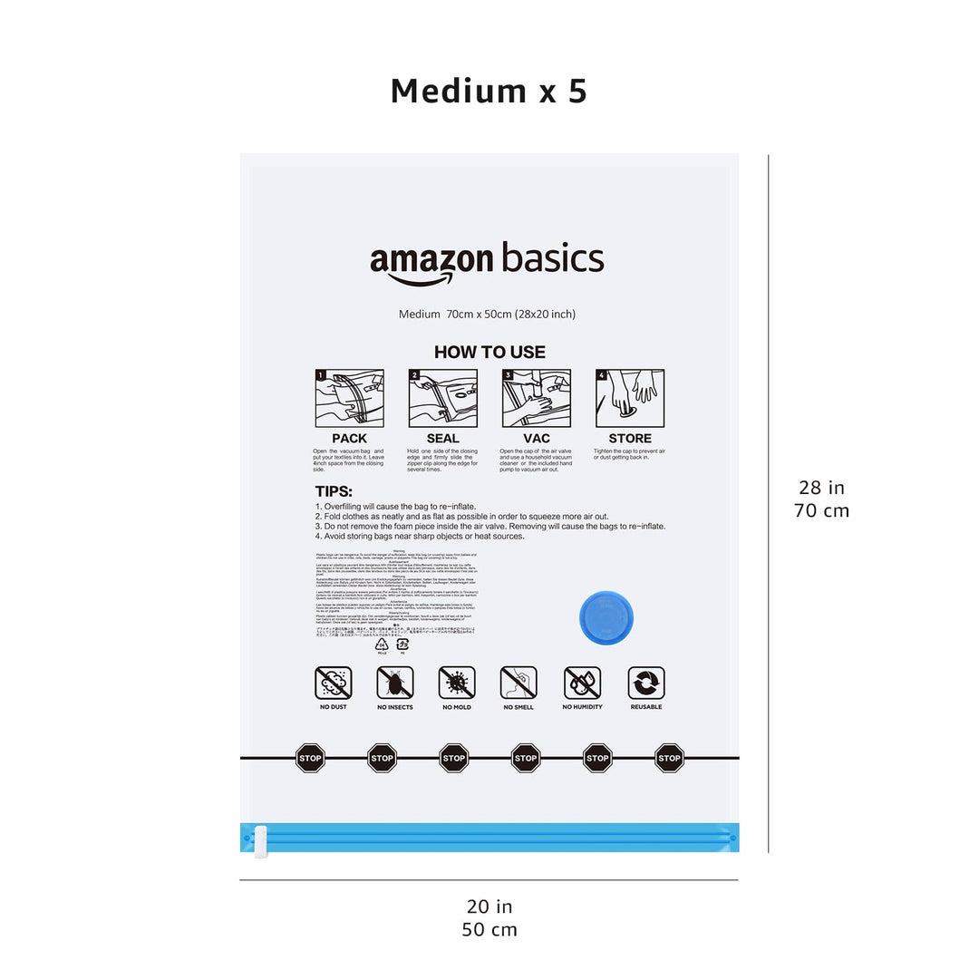 Lot # 1361 Amazon Basics 5-Pk Medium Vacuum Bags $10