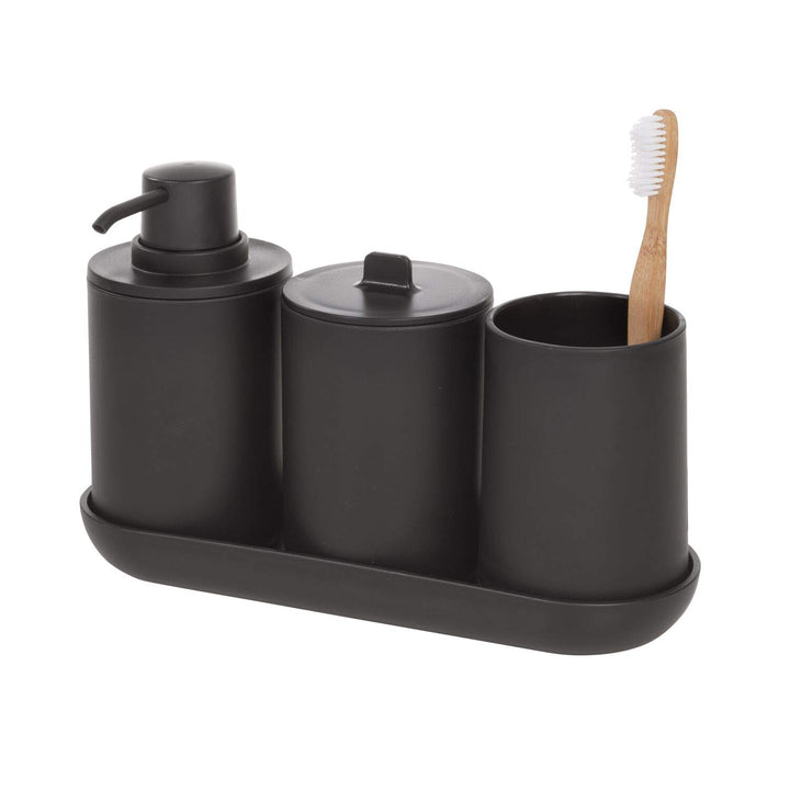 Lot # 1202 InterDesign 4pc Bath Set Matte Black $12.00