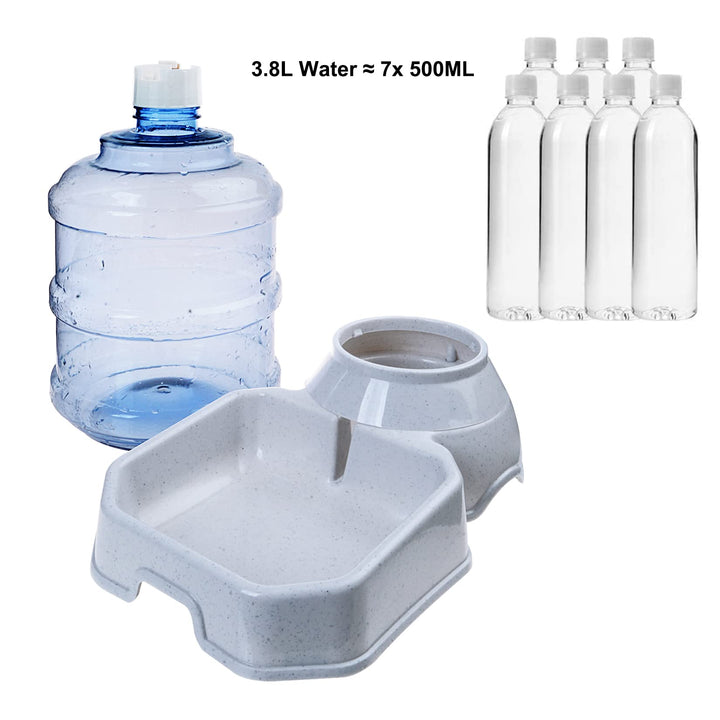 Lot # 636 Pet Water Dispenser Station - 1 Gal Replenish Pet Waterer for Dog Cat Animal Automatic Gravity Water Drinking Fountain Bottle Bowl Dish Stand