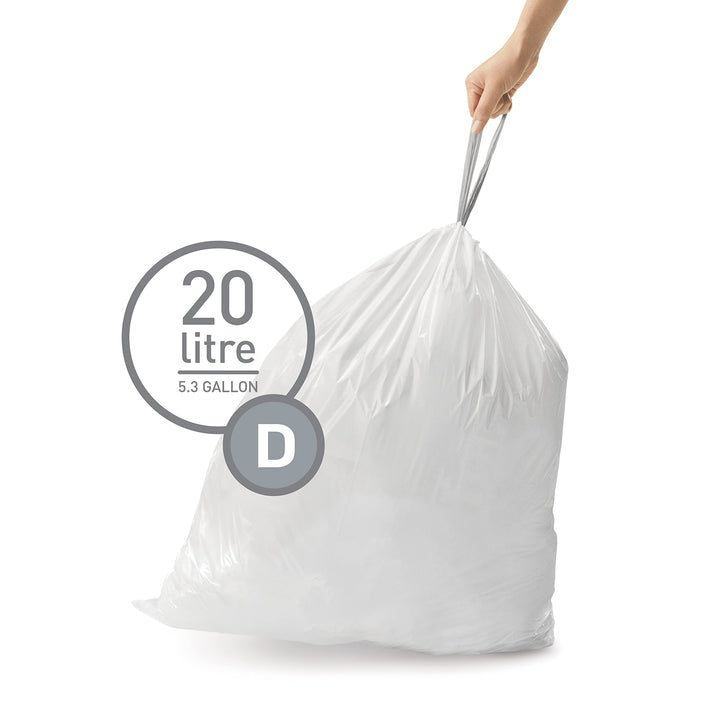 Lot # 1485 simplehuman CW0163 20L, 20 Liners, White â€” Code D
