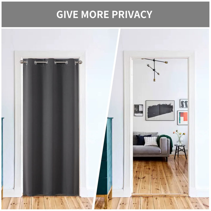 Lot # 1499 Joydeco Door Curtain for Closet Doors 78 Inches Long 1 Panel, Blackout Doorway Curtain for Open Closet Bedroom, Room Divider for Privacy (Grey, 40Wx78L)
