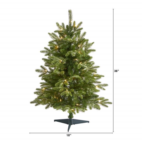 Lot # 1625 Nearly Natural 3ft. Snowed Grand Teton Fir Artificial Christmas Tree with 50 Clear Lights and 111 Bendable Branches