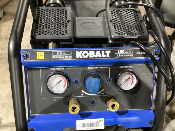 Lot # 2161 Kobalt Electric Vertical Air Compressor $420
