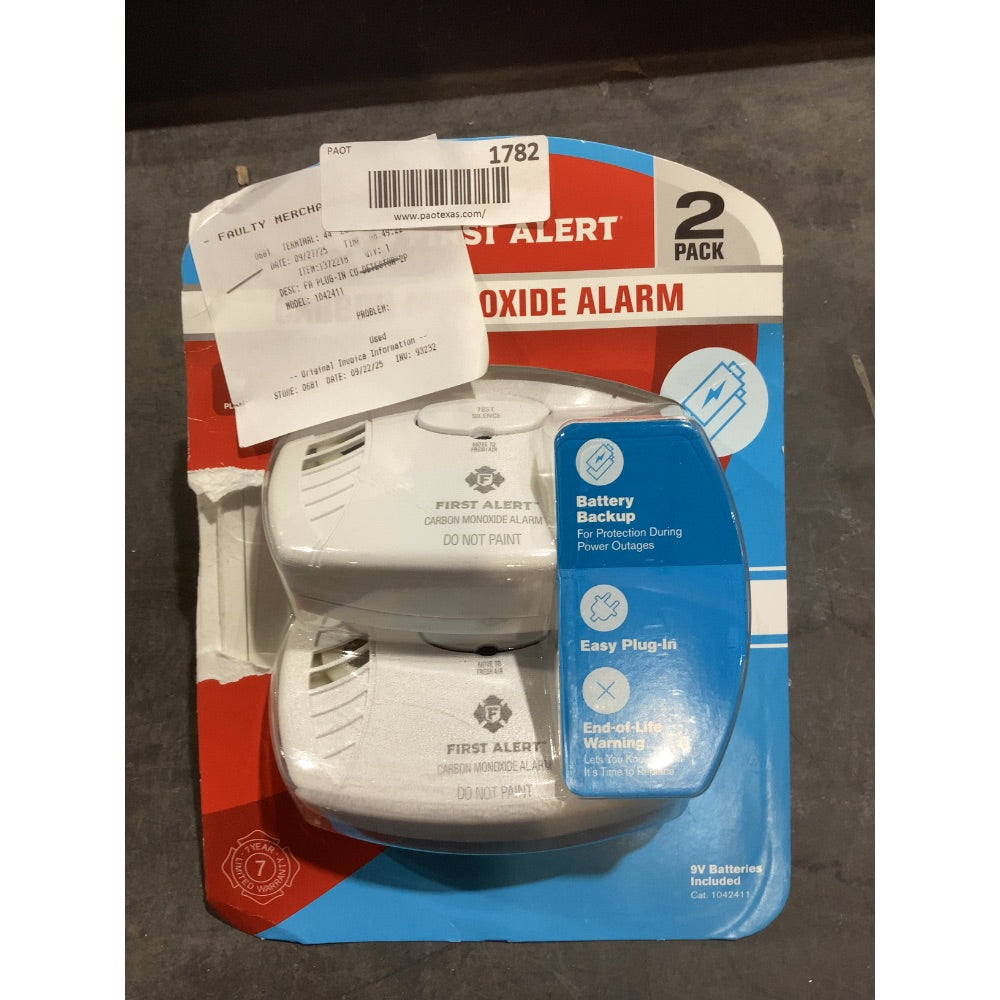 Lot # 1782 First Alert Carbon Monoxide Alarm $85.69