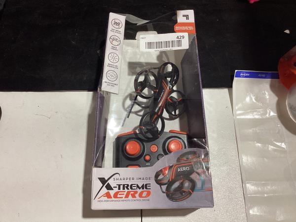 Lot # 429 Sharper Image® X-Treme Aero Mini Drone, 4.6" RC Stunt Helicopter, 2.4 GHz Long Range Remote Control, Quiet Indoor & Outdoor Toy, Lightweight Durable, Kids & Adult Beginner Pocket Drone, Small Gift