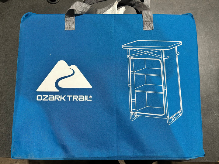 Ozark Trail 3-Shelf Collapsible Cabinet with Table Top, Blue, 23"L x 19"W (open box)
