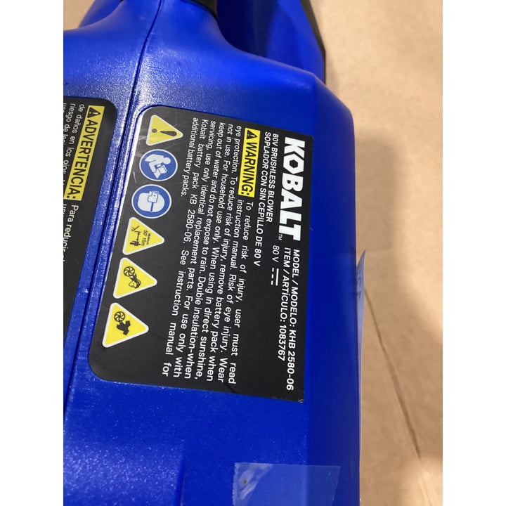 Lot # 128 KOBALT 80V Blower BlueBlack $1.99