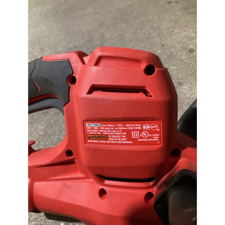 Lot # 1447 CRAFTSMAN CMHTS8022 Electric Hedge Trimmer, 22-inch Blade, 3.8 Amp, Red and Black