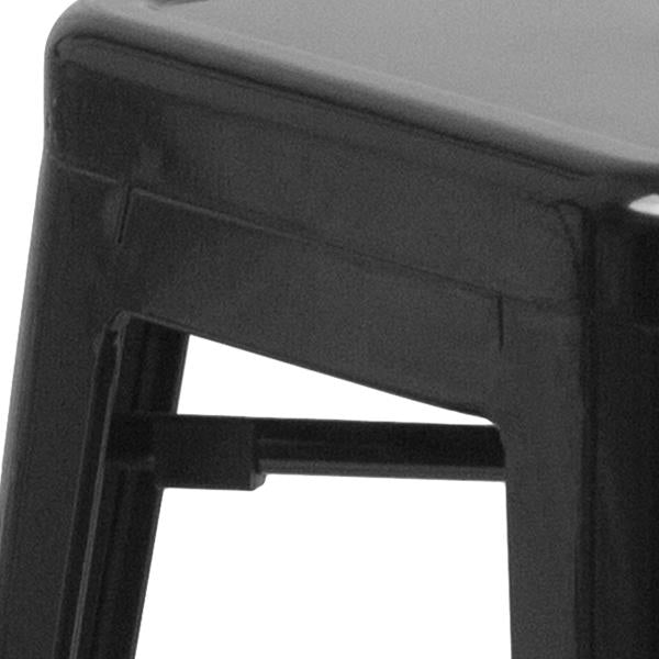 Lot # 2269 Flash Furniture Kai Commercial Grade 24" High Backless Black Metal Indoor-Outdoor Counter Height Stool with Square Seat