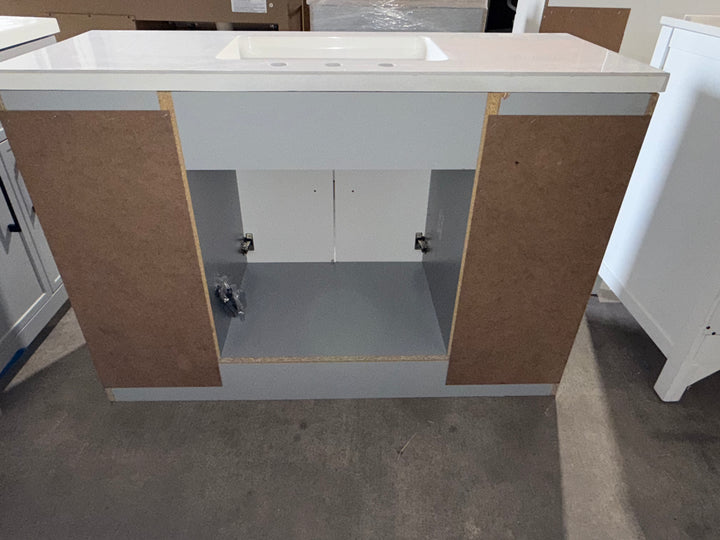 Style Selections Potter 48-in Light Gray Single Sink Bathroom Vanity with White Cultured Marble Top (OPEN BOX)