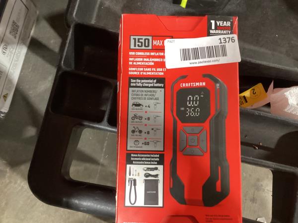 Lot # 1376 CRAFTSMAN Portable Air Compressor $79.99