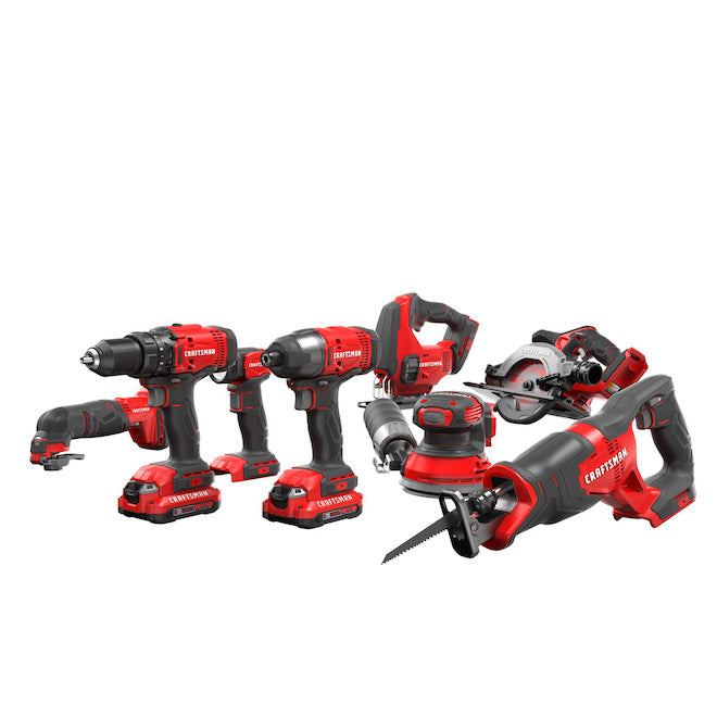 CRAFTSMAN V20 8-Tool Power Tool Combo Kit with Soft Case (2-Batteries Included and Charger Included)