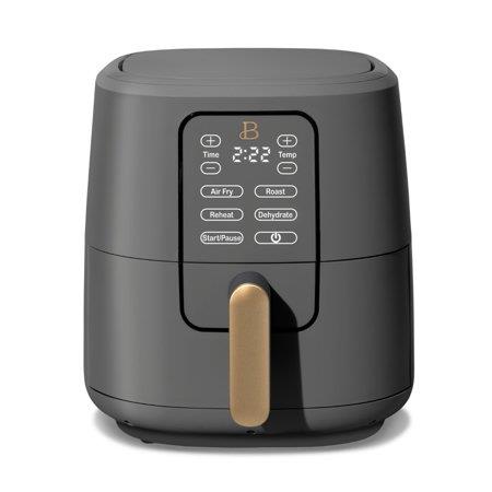 Beautiful 6 Qt Air Fryer with TurboCrisp Technology and Touch-Activated Display, Porcini Taupe by Drew Barrymore, Grey (new)