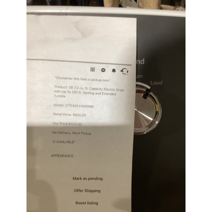 Lot # 2351 GE GTD48EASWWB Dryer $850