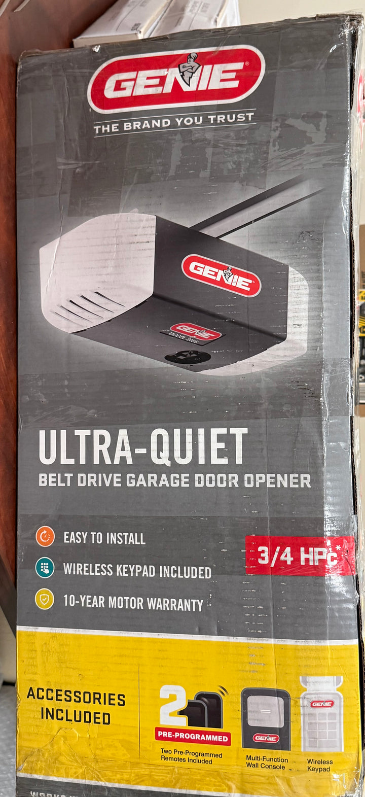 Genie 3/4 HPc Ultra-Quiet Smart Garage Door Opener Smart Compatible Belt drive Garage Door Opener Wi-Fi Compatibility (new)