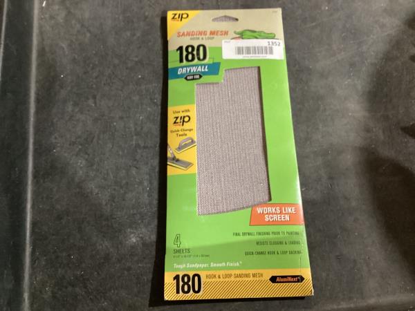 Lot # 1352 Gator 7177 Hook and Loop Very Fine 180-Grit Screen Drywall Sanding Mesh Sandpaper, 4.5 x 10.5 Inch, 4 Sheets