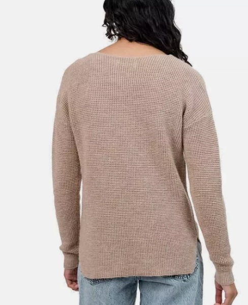 Kersh Women's V-Neck Long Sleeve Pullover, Tan, Size XXL