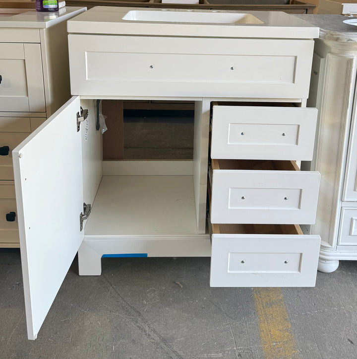 Style Selections Cauley 30-in True White Single Sink Bathroom Vanity (open box)