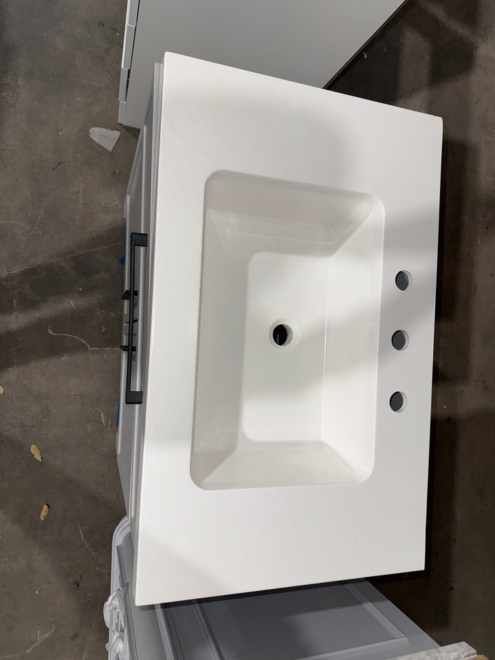 Style Selections Potter 36-in Light Gray Single Sink Bathroom Vanity with White Cultured Marble Top (damaged)