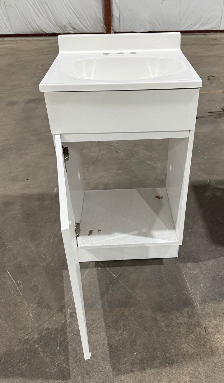 Project Source Dover 18-in True White Single sink Bathroom Vanity with Top (open Box)