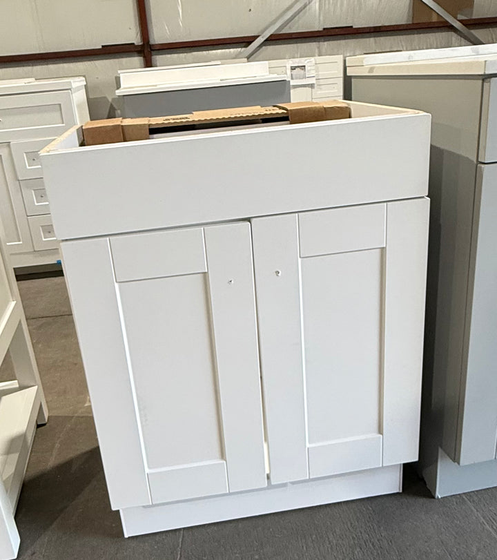 Project Source Dover 24-in True White Single Sink Bathroom Vanity with White Cultured Marble Top (DAMAGED)