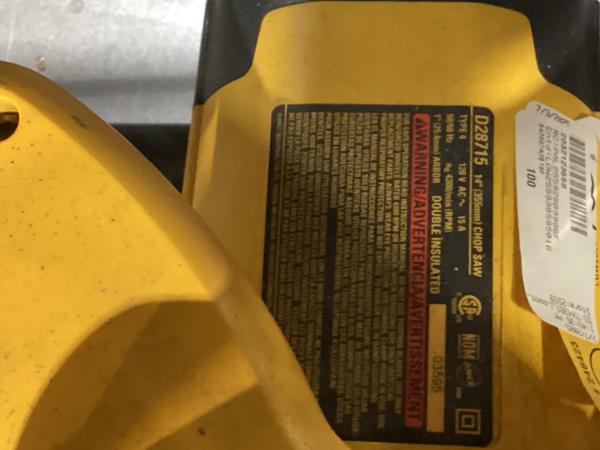 Lot # 2043 DEWALT Chop Saw D28715 $239