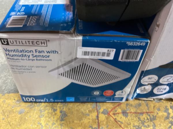 Lot # 827 Utilitech 1.5-Sones 100-CFM White Bathroom fan $99