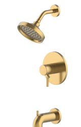 allen + roth Harlow Brushed Gold 2-handle Single function 6-Inches Round Bathtub and shower Faucet with Valve (open box)