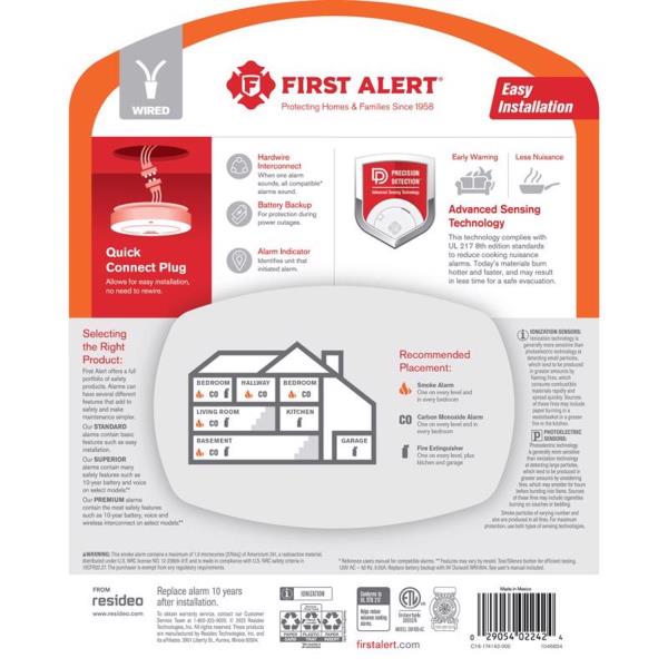 First Alert Hardwired (with Battery Back-up) Ionization Interconnected Smoke Detector (new)